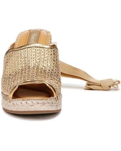 Franco Sarto S Sierra Lace Up Espadrille Wedges Gold Woven 6.5 M - Natural