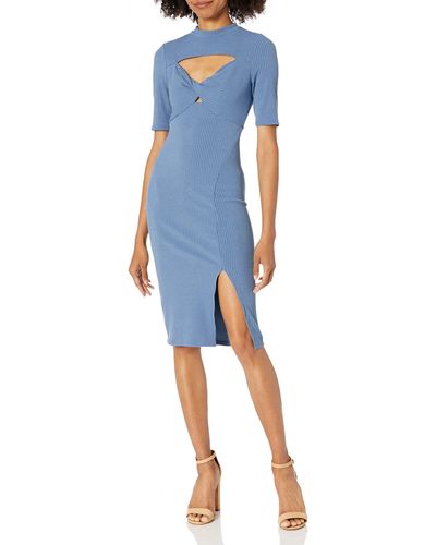 Guess Eco Half Sleeve Lila Midi Dress - Blue