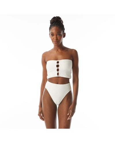 Carmen Marc Valvo Standard Bandeau Bikini Crop Top - White