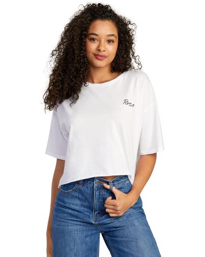 RVCA Cropped Short Sleeve Graphic Tee Shirt - White