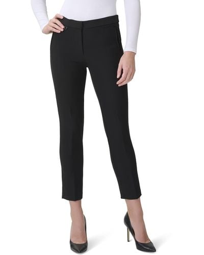 Adrianna Papell Cropped Tailored Pant With Hardware Detail - Black