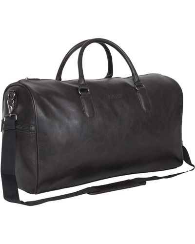 Kenneth Cole Reaction Port Stanley Duffel Pebbled Vegan Leather Carry On Shoulder Duffle Travel Bag - Black