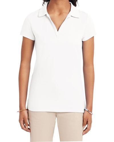 Izod Womens Uniform Short Sleeve Performance Polo Shirt - White