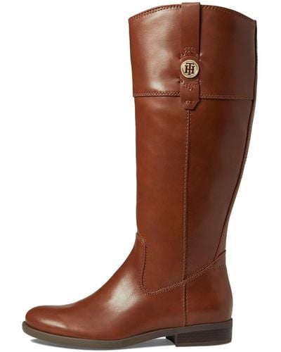 Tommy Hilfiger Faux Leather Mid-Calf Boots - Brown
