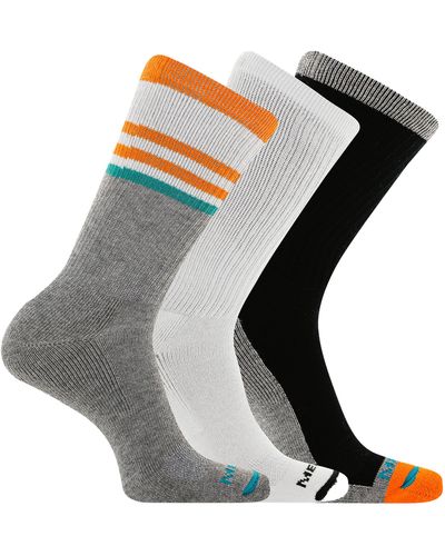 Merrell Adult's Cushioned Cotton Socks-3 Pair Pack- Breathable Mesh Comfort Zones - Gray