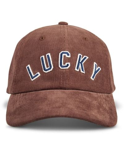 Lucky Brand Corduroy Baseball Hat With Adjustable Snapback Closure - Brown