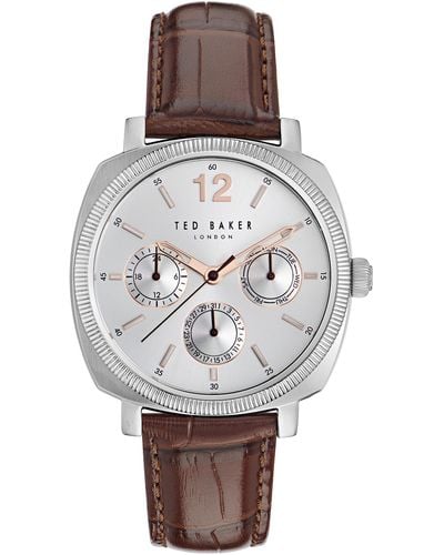 Ted Baker Gents Brown Croco Eco Genuine Leather Strap Watch - Metallic