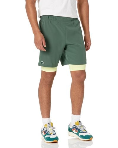 Lacoste 's Two-tone Sport Shorts With Built-in Undershorts - Green