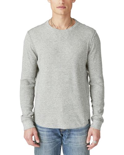 Lucky Brand Garment Dye Thermal Crewneck Long Sleeve Shirt - Gray