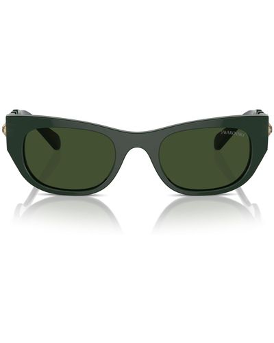 Swarovski Sk6022f Low Bridge Fit Square Sunglasses - Green