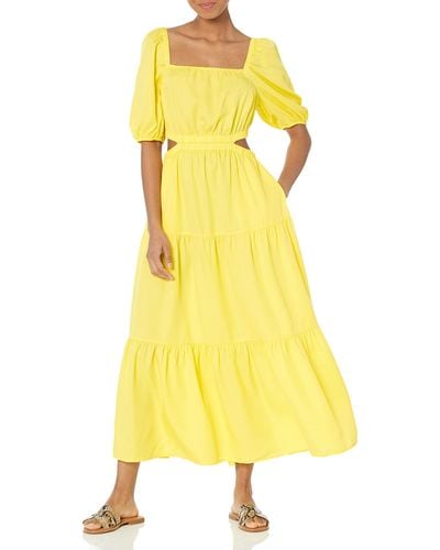 The Drop Anaya Square Neck Cut-out Tiered Maxi Dress - Yellow