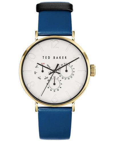 Ted Baker Phylipa Gents Black Leather Strap Watch - Blue