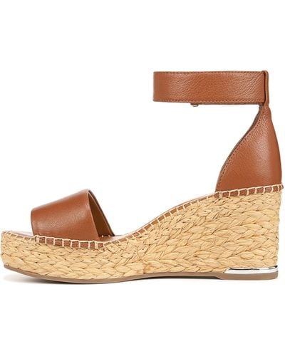 Franco Sarto S Clemens Jute Wrapped Espadrille Wedge Sandals Cognac Brown Leather 7m - Natural