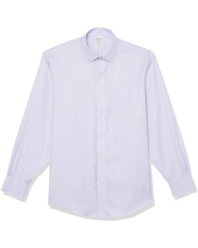 Brooks Brothers Non-iron Long Sleeve Button Down Ainsley Collar Stretch Dress Shirt - Purple