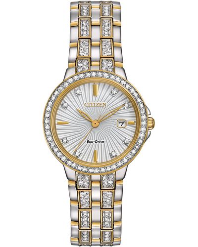 Citizen Eco-drive Dress Classic Crystal Watch In Gold-tone Stainless Steel - Metallic
