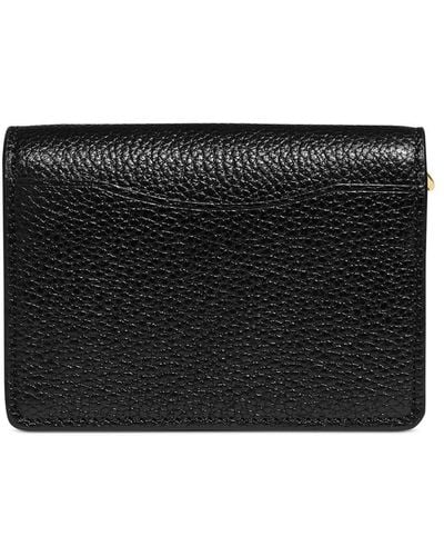 COACH Polished Pebbled Leather Half Flap Card Case - Black