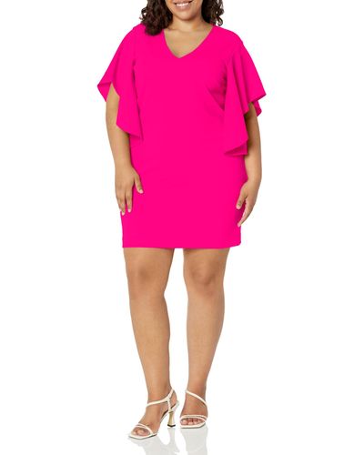 Trina Turk V Neck Cocktail Dress - Pink