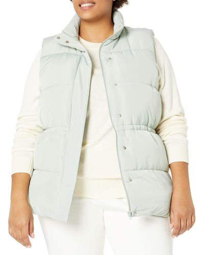 Amazon Essentials Relaxed-fit Water Repellent Recycled Polyester Puffer Vest - White