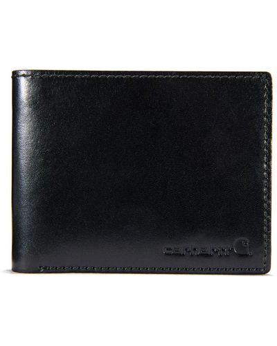 Carhartt Buff Tanned Leather Rough Cut Bifold Wallet - Black