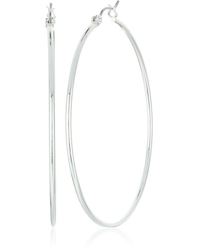 Guess "basic" Silver Large Wire Hoop Earrings - Metallic