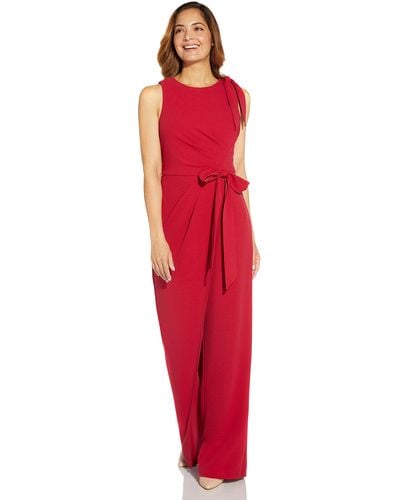 Adrianna Papell Crepe Bow Detail Jumpsuit - Red