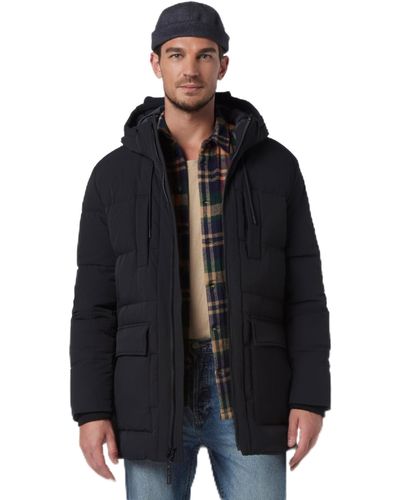 Andrew Marc Mid Length Water Resistant Wool Jacket With Inner Bib - Black