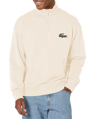 Lacoste Zip High Neck Organic Cotton Sweatshirt - Natural