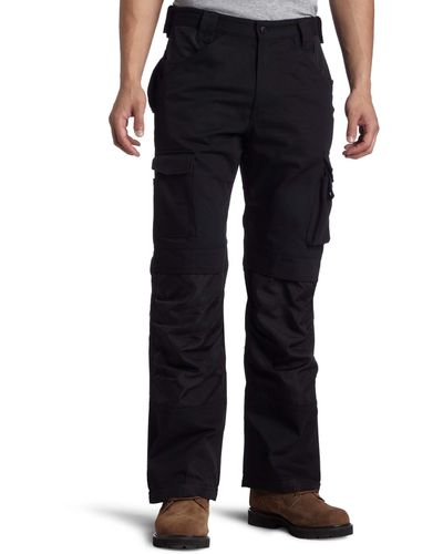 Caterpillar Trademark Work Pants Built From Tough Canvas Fabric With Cargo Space - Black