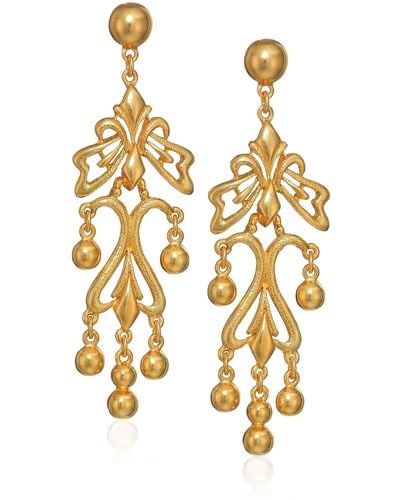Ben-Amun Helen Of Troy Gold Dangle Post Drop Earrings - Metallic