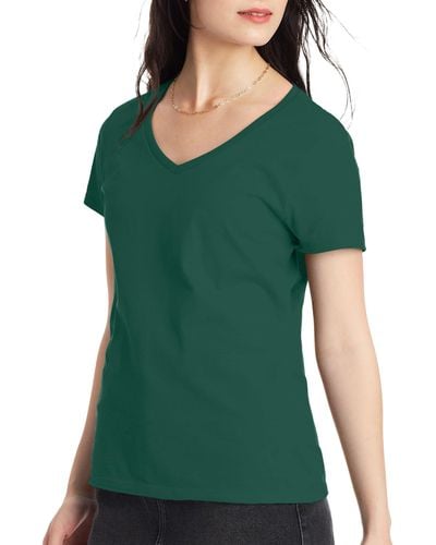 Hanes Perfect-t V-neck T-shirt - Green