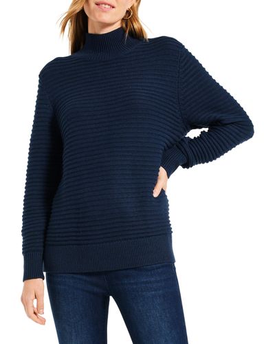 NIC+ZOE Nic+zoe Textured Tunic Sweater - Blue