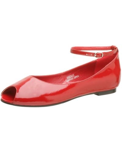 N.y.l.a. Lucille Peep Toe Flat,red,9 M