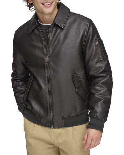 Tommy Hilfiger Faux Leather Bomber Jacket - Black