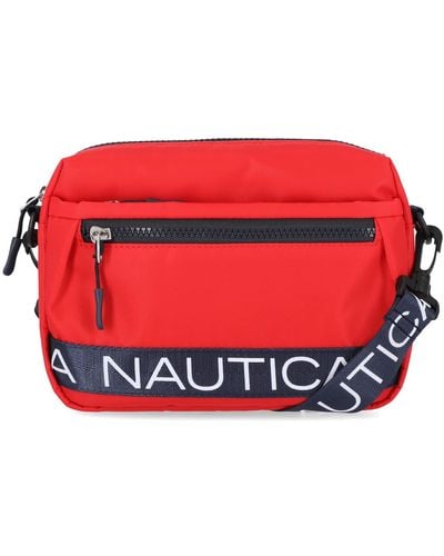 Nautica S Nylon Bean Bag Crossbody/belt Bag With Adjustable Shoulder Strap Crossbody - Red