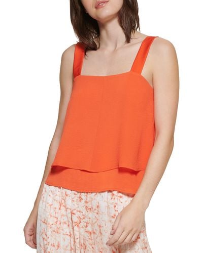 DKNY Flattering Top Cropped Two-tone Shirt - Orange