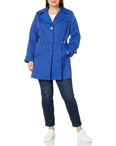 Via Spiga Single Breasted Pleated Trench Coat - Blue