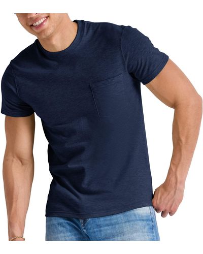 Hanes Originals Short Sleeve Pocket T-shirt - Blue