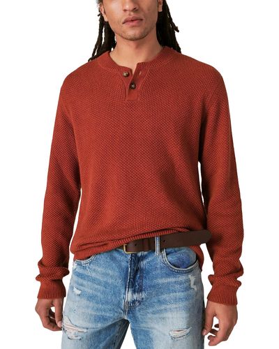 Lucky Brand Cloud Soft Henley Sweater - Red