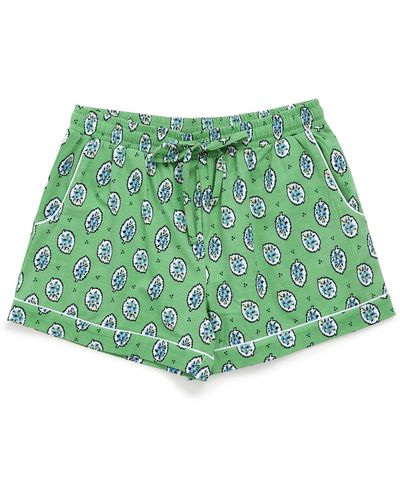 Vera Bradley Cotton Pajama Shorts With Pockets - Green