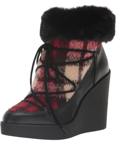 Jessica Simpson Myina Wedge Fur Bootie Ankle Boot - Black