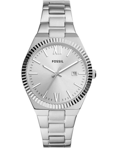 Fossil Analog Quartz Watch With Stainless Steel Strap Es5300 - Metallic