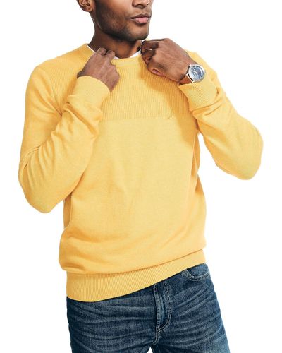 Nautica Sustainably Crafted Textured Crewneck Sweater - Yellow