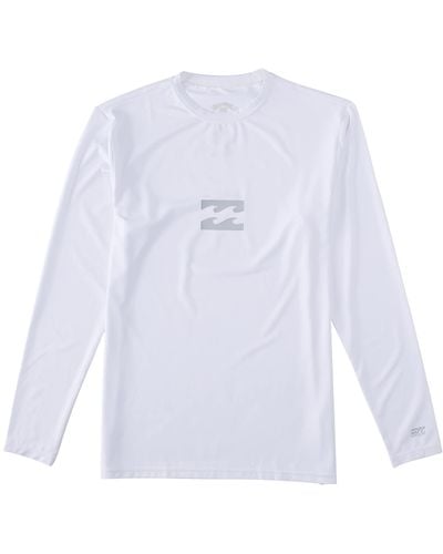 Billabong Classic Long Sleeve Loose Fit Rashguard Rash Guard Shirt - White