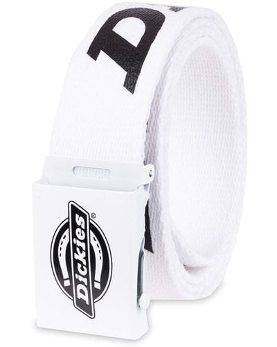 Dickies Cotton Web Belt With Military Logo Buckle - White