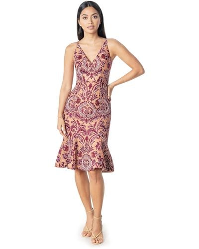 Dress the Population Isabelle Midi Dress - Red