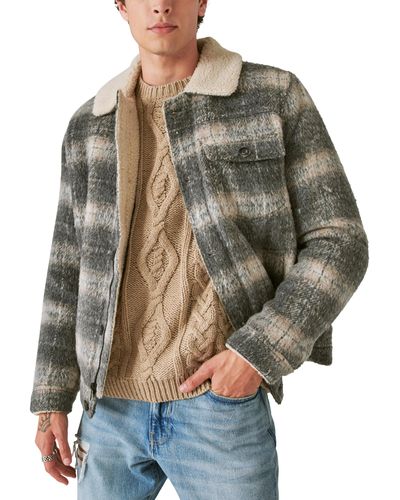 Lucky Brand Plaid Faux Shearling Lined Trucker Jacket - Multicolor