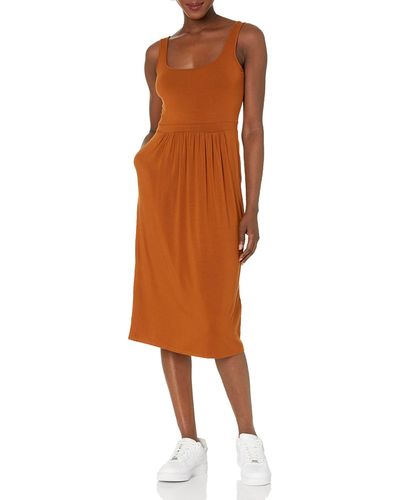 Amazon Essentials Jersey Sleeveless Empire-waist Midi Dress - Brown