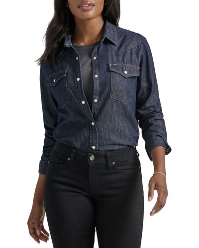 Lee Jeans Legendary Slim Fit Western Snap Shirt - Blau