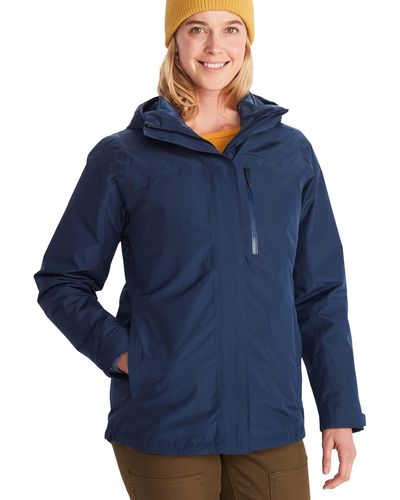 Marmot 3-in-1 Waterproof Shell With Hood And Breathable Polartec Fleece - Blue