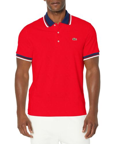 Lacoste Regular Fit Stretch Piqué Polo Shirt - Red
